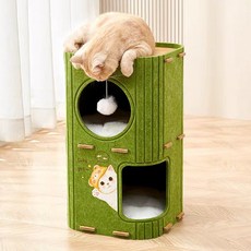 메일캣 고양이 2단 다기능 펠트 숨숨 캣타워, 1개, 그린