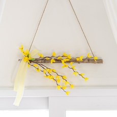 봄을 그리듯 개나리 꽃 가랜드 고급 프리미엄 인테리어 조화 37cm, 2p