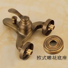 全銅仿古歐式復古淋浴龍頭套裝 可升降升降杆 浴室花灑, 仿古銅, 浴缸單個水龍頭 麻花, 1個