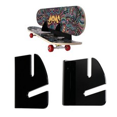 스케이트보드 랙 벽 마운트 이중 레이어 스케이트보드 디스플레이 랙 벽 마운트 스케이트보드 선반 스케이트보드 보관 랙 스케이트보드 데크 디스플레이 랙 스케이트보드 홀더 벽(블랙, Black 1 pair, 1개, 블랙 1쌍