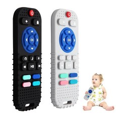 Hooku 0-6개월 아기를 위한 실리콘 치발기 장난감 6-12개월 아기를 위한 치발기 아기를 위한 원격 치발기 아기를 위한 감각 장난감 아기 츄 장난감, 블랙+화이트