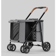 고양이와 강아지를 위한 웨건형 유모차 탈부착 가능한 캐리지 포함 2마리 수용, 01 pet  stroller