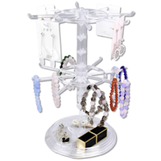 펴나나다 2단 키링 액세서리 회전 진열대, 1개, 투명