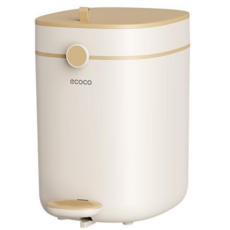 【ECOCO】意可可自動打包腳踏式垃圾桶 新款 客廳 衛生間 廚房 帶蓋 大容量, 奶油色