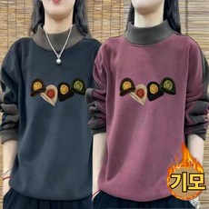 uniquezon 중년여성 캐주얼 긴팔 티셔츠 반목티 맨투맨 아우터 보온 이너티 빅사이즈