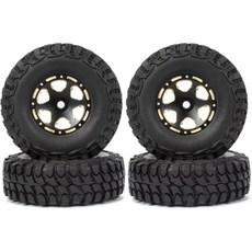 Axial 호환 RC 카 부품 SCX24 AXI00001 데드볼트 글래디에이터용 124 4개 10인치 비드락 휠 허브 림 타이어 세트, Axial 호환 RC 카 부품 SCX24 AXI0000