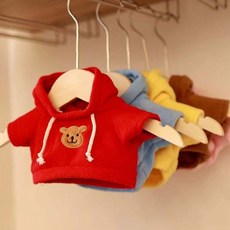 20cm 40cm 인형 의상 곰 캐릭터 후드 티셔츠 아이돌 인형 옷 꾸미기 소품, 1개, 곰돌이 후드티 소형(S)-레드