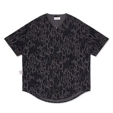 LAPRIMA 21AW 美式復古豹紋棒球衫 寬鬆舒適 潮流有型 展現獨特個性與時尚品味, 灰色,S, 1個