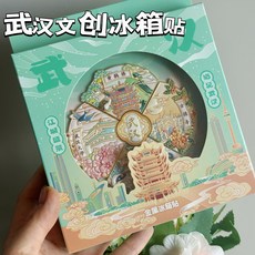 武漢 文創 金屬冰箱貼 五拼套裝 浮雕設計, 如圖所示