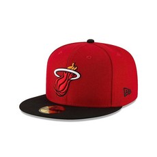 뉴에라 볼캡 스냅백 New Era 야구모자 비니 NBA 마이애미 히트 남성용 투톤 59FIFTY 핏 캡 7.25 스칼렛 170816