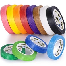 Oleitodh 2롤 컬러 마스킹 테이프 2인치 x 080피트 페인터 레인보우 롤 벌크 컬러풀 종이 마킹 장식 예술 공예 라벨 DIY 학교 교실 용품, Multicolored, 1/2" x 30 Yards 12
