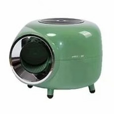 摩達客 高質感設計唱片機寵物貓砂盆 半封閉式 隔臭防外濺, 綠色, 1個