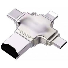 四合一 OTG 讀卡機 Type-C/Lightning/USB/Micro USB 高速傳輸 金屬外殼 手機電腦通用, Type-c/安卓/蘋果/USB, 1個, OTG 多功能四合一電腦讀卡器