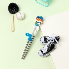 야구 뽀로로 스텐 1단계 연습젓가락 오른손 유아식기 교정젓가락 어린이젓가락, PO1486 야구 뽀로로, 1개