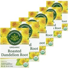 트레디셔날메디시널 로스티드 단델리온 루트 민들레 뿌리 포장 티백 카페인프리, 16개입, 6개