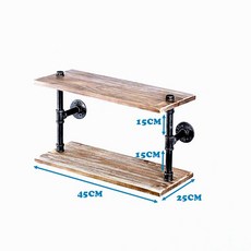 慶大鑫 工業風系列 91 Loft 隔板支撐架 置物架 層板架 復古風, 1個, 雙層25*40cm,黑色鐵管+原木色木板