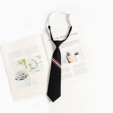 日系學生制服配飾免打領結 黑色懶人領帶 男女學生襯衫裝飾配件 學士服穿搭必備 #黑色彩條32cm 皮筋款 #默認尺寸