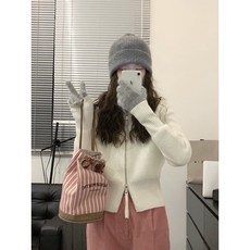 Poppy Select 韓版雙向拉鍊針織連帽外套