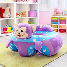 봉제인형 플러시 베이비 서포트 시트 동물 모양 유아 앉기 의자 등받이 및 팔걸이 포함 부드러운 충전재 베이비 소파 시트 앉기 배우기 용 유아 바닥 쿠션 의자 남아와 여아를 위한 완, 1)보라색 원숭이