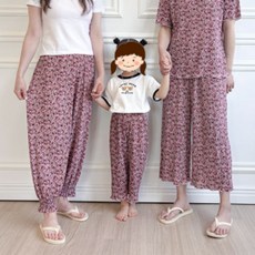 다플 패밀리룩 플리츠 냉감팬츠 8부 여름 밴딩 실내복