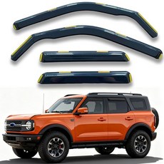 인채널 윈도우 바이저 벤트 디플렉터 포드 브롱코 스포츠 2021-2025 윈도우 레인 가드 햇빛 가리개 다크 스모크 4개