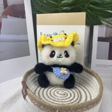 수공예 판다 인형 호랑이 모자 스타일 백걸레 선물 생일 선물 명절 선물 친구와 연인에게 드리는 제품, 1개, 노란색