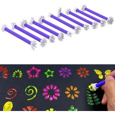 10개의 꽃 꽃무늬 도팅 도구 세트 만다라 도트 페인팅 도구 바위 캔버스 공예 엠보싱을 위한 꽃잎 모양의 3D 프린팅 아트 스탬프