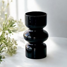앞날창창 인테리어 오브제 투명 꽃병 화병, 블랙