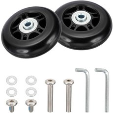 MECCANIXITY 러기지 휠 교체 70x24mm PU 캐리어 수리 키트 인라인 스케이트 트롤리 백용 부드러운 회전 캐스터블랙 2팩, 2