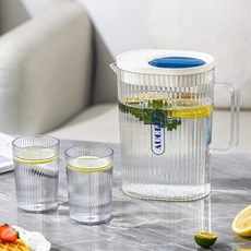 夏季大容量冷水壺 泡茶果汁壺 冰箱飲料水果茶壺, 1個, 白色水杯*3個（耐溫0-100°C）