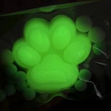 亮燈貓爪捏捏樂 解壓玩具 超軟泥感食玩 減壓玩具, 7*7螢光貓爪【綠色】加大加厚, 1個