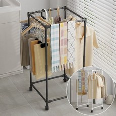 이동식 스탠드 사각행거 시스템 옷걸이 드레스룸 옷장 선반 무타공, 블랙