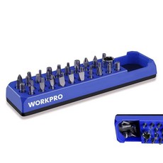 WORKPRO 마그네틱 육각 비트 오거나이저 39홀 스크루 드라이버 드릴 홀더 트레이 강력한 베이스 액세서리 보관 그리드 0.6cm(1/4인치) 및 드라이브 어댑터용, 블루_167850, 1