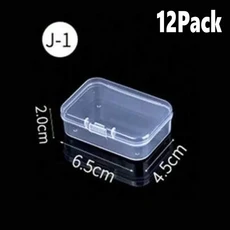 12pcs 투명 플라스틱 스토리지 박스 헤어 클립 네일 아트에 대 한 보석 주최자 명확한 경첩 뚜껑으로 공예, 01 12 Pack (J1)