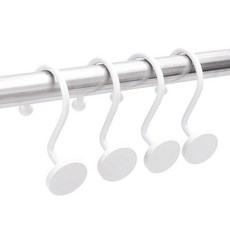 GOMAKERER 샤워 커튼 후크 24개 부드러운 금속 샤워 링 프리 슬라이딩 라운드 모던 커튼 행거 욕실 침실 거실 아트 데코용 (화이트)