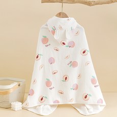兒童連帽斗篷浴巾 寶寶卡通披風, 桃子, 1套