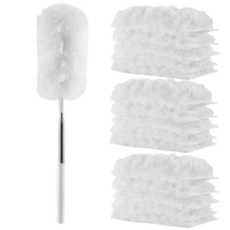 원앤모어 다용도 정전기 길이조절 양면 흡착 먼지털이, 1세트, 화이트(핸들1P+리필15P)