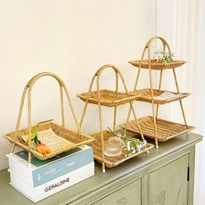 라탄트레이 2단 3단 빵 디저트 카페 베이커리, 라탄 사각 3단 트레이_1단, 1개