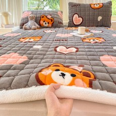 겨울 매트리스 토퍼 접이식 방지 미끄럼 따뜻한, 1cm, 럭키 베어