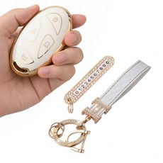 포스워백 팰리세이드 싼타페 그랜저 아반떼 더뉴투싼 아이오닉 디올 뉴코나 쏘나타 호환 스마트 차키 케이스, 5버튼+키링세트, 화이트