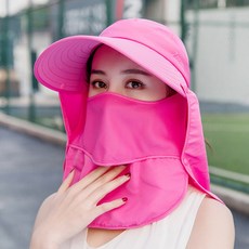 쿨마스크 자외선 차단 햇빛 골프 여름 안면 복면 자외선 사이클링 챙이 차단 페이스 커버 모자 마스크 오버행 여성용 접이식, 싱글 사이즈, Rose