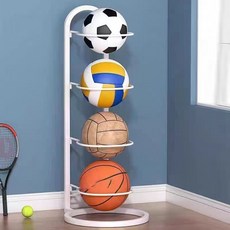 球類收納架 籃球足球排球收納置物架, 1個, 珍珠白四層