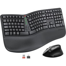 MEETION 공학적 키보드 및 마우스 수직 마우스가 무선 손목 받침대가 분할 곡선 자연스러운 타이 USB 수신기 충전식 풀 사이즈 WindowsMacPC노트북 대형, Large, Pink 2026