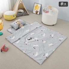 夢境 兒童睡墊三件組 附涼被與童枕 幼兒園午睡鋪棉睡墊, 可愛貓咪