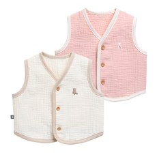 그린베베 국내생산 봄가을용 미니 베어 삼중 거즈 조끼