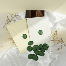 프리모아뜰리에 수제 자체제작 미니 실링왁스 청첩장 답례품 웨딩 씰링왁스 실링스티커 결혼준비, 튤립, 50개, 그린(펄)