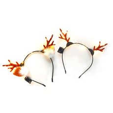 耶誕裝扮聖誕發光小鹿角髮箍兩入組，暖白光咖啡色，聖誕派對可愛造型必備, 1個