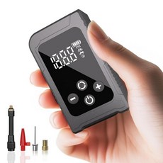 게이지가 있는 작은 자전거 펌프 최대 150PSI 전기 미니 펌프 자동 정지 E-바이크 MTB 및 로드 바이크용 Presta 및 Schrader 밸브 포함 LED 야간, 블랙, 1개