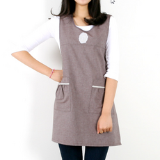 루이엘 앞치마 단추형 원피스 어린이집 교사용, 1개, 일반/브라운