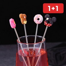 머들러 스푼 홈카페 음료 젓기 막대 도구 1+1, one  9도넛머들러-블랙블루, 1개